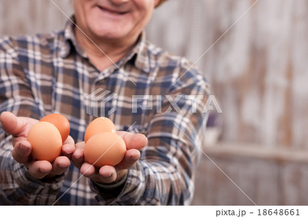 Cheerful mature farm worker with organic products 18648661