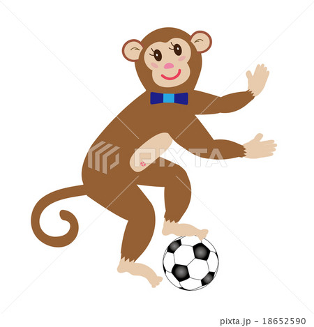 サッカーボールとサルのイラスト素材のイラスト素材