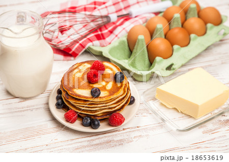 High pile of delicious pancakes 18653619