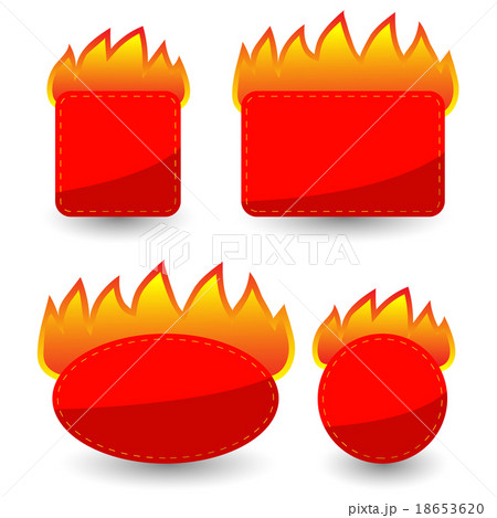 Set of Burning Paper Red Stickersのイラスト素材 [18653620] - PIXTA