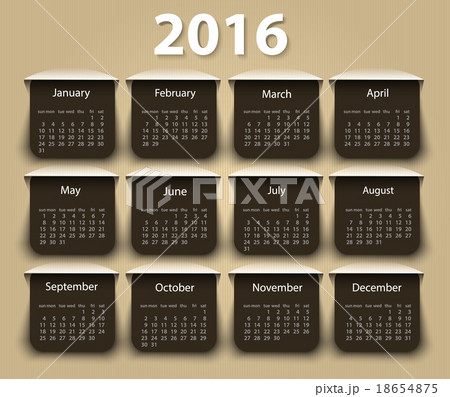 Calendar 2016 year vector design template. 18654875