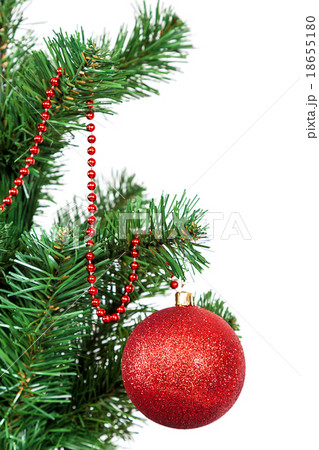 Christmas tree decorated red balls 18655180