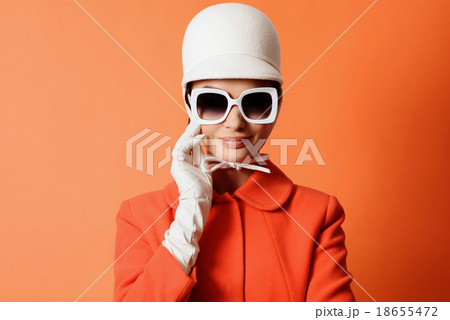 Girl at the classic image of 60s 18655472