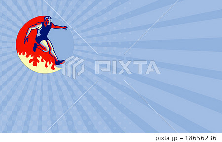 Business card Obstacle Racing Jumping Fire Retro 18656236