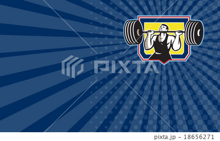 Business card Weightlifter Lifting Heavy Barbell  18656271