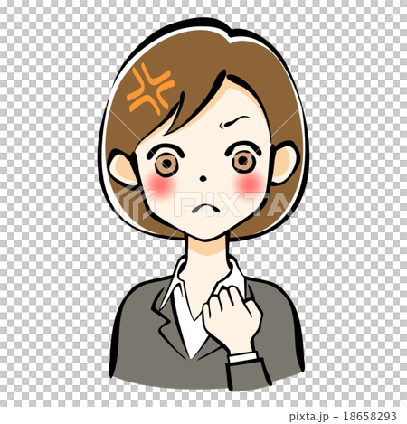 怒るビジネスウーマン　手描き風 18658293