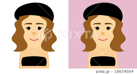 帽子とベアトップ姿の女性のイラスト 18659004