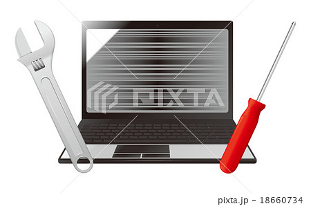 パソコン修理イメージイラストのイラスト素材