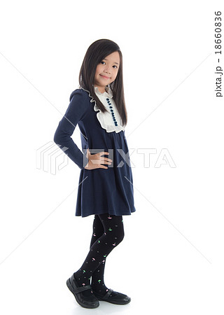 Beautiful asian girl standing on white background 18660836