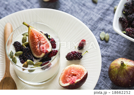 Greek yogurt with Fig ,Mulberries and pumpkin seed 18662252
