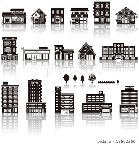 建物アイコン シルエットのイラスト素材 18662260 Pixta
