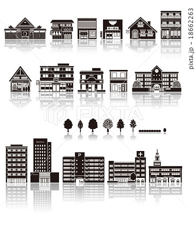 建物アイコン シルエットのイラスト素材