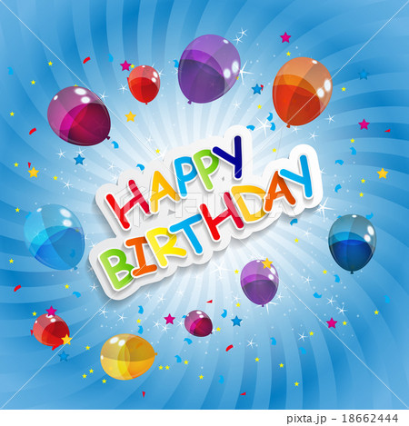 Color Glossy Balloons Happy Birthday Background 18662444