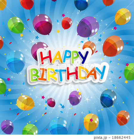 Color Glossy Balloons Happy Birthday Background 18662445