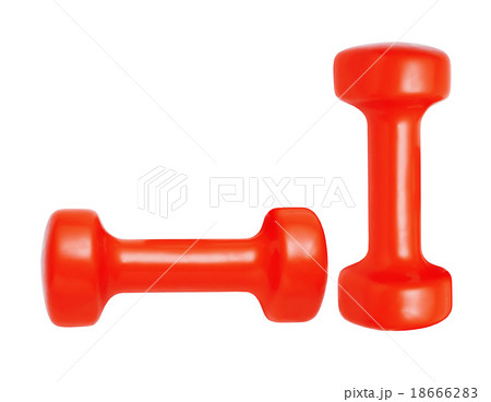 red dumbbells isolated on white 18666283