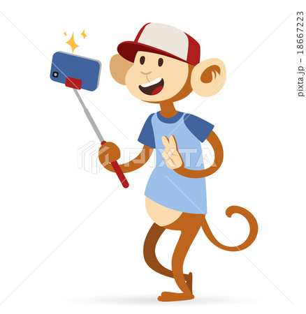 Selfie photo monkey ape boy hipster with cap Selfie photo monkey ape boy hipster with cap 18667223
