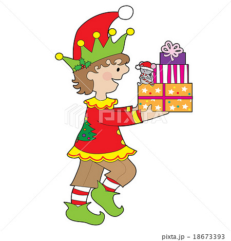 Elf with Present 18673393