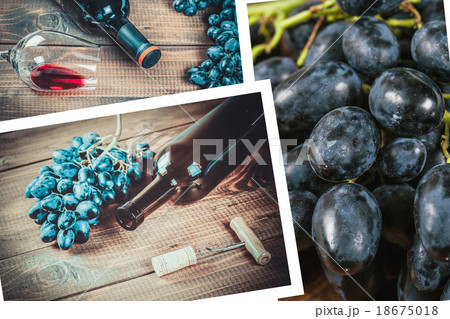 Beautiful collage with the wine and grapes Beautiful collage with the wine and grapes 18675018