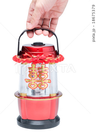 Hand holding Chinese LED lantern lamp Hand holding Chinese LED lantern lamp 18675379
