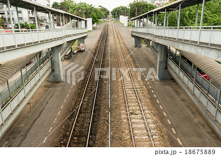 Thailand vintage parallel railway and overpass 18675889