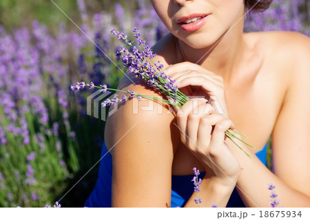Girl on lavender field Girl on lavender field 18675934