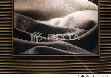 Art photo of leather sheet in photo frame on wall 18677583