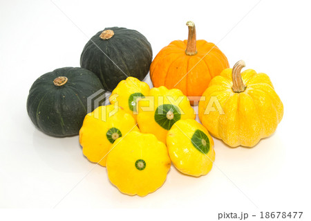 Assortment of pumpkins on white background Assortment of pumpkins on white background 18678477