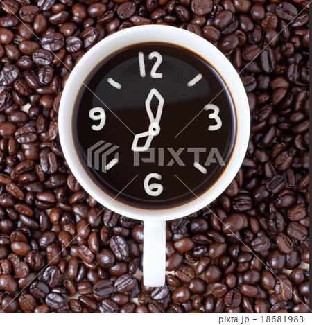 draw clock cup of coffee 18681983