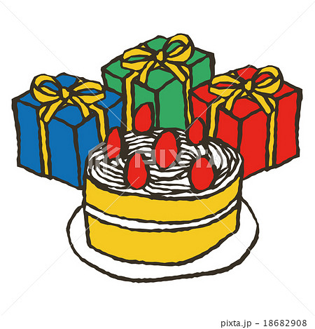 誕生日ケーキとプレゼントのイラスト素材