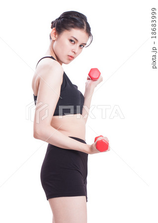 Sport woman doing exercise with lifting weights Sport woman doing exercise with lifting weights 18683999