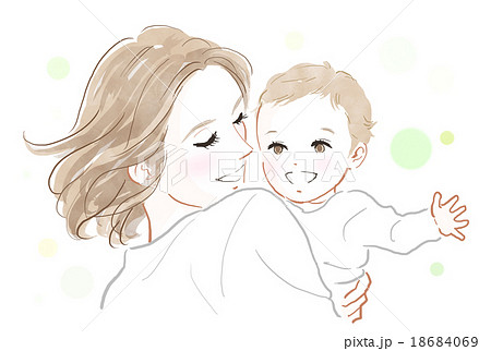 赤ちゃんとお母さんのイラスト素材 18684069 Pixta