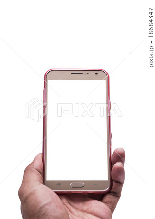 Hand with smartphone isolated, Clipping path 18684347