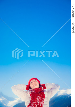 Freedom winter mountain woman Freedom winter mountain woman 18684742