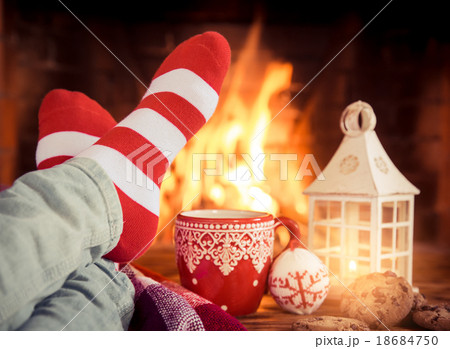 Christmas near fireplace Christmas near fireplace 18684750