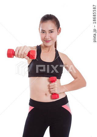 Sport woman doing exercise with lifting weights 18685587