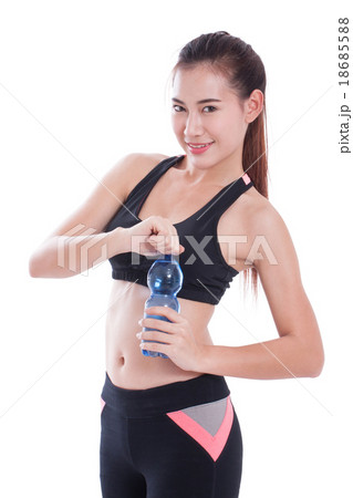 Sport young woman with bottle of water Sport young woman with bottle of water 18685588