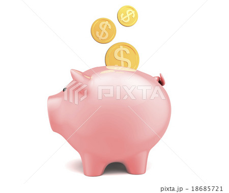 Piggy bank, with coins falling into slot 18685721