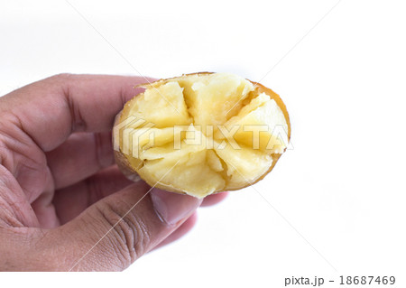 Hand holding slice potato Hand holding slice potato 18687469