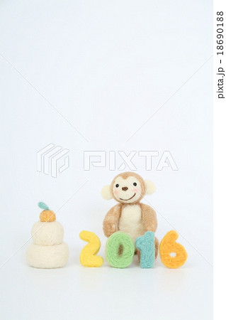 猿と鏡餅と年号（正月・年賀状用） 18690188