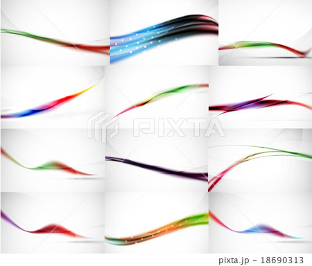 Set of abstract backgrounds, smooth blurred waves 18690313