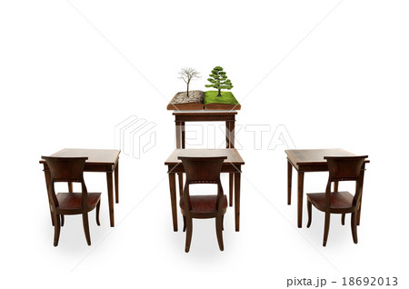 Class room, Chair and Desk on white background 18692013