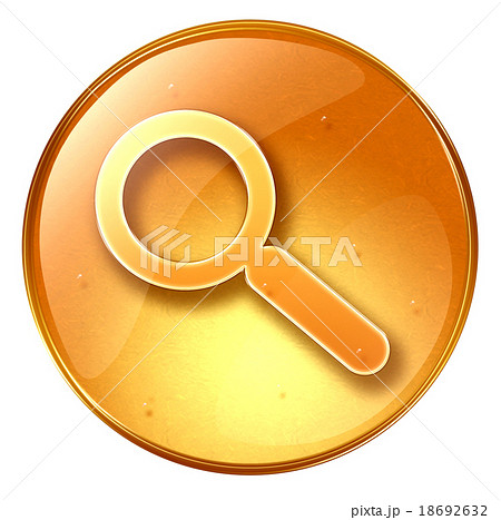 magnifier icon yellow, isolated on white 18692632