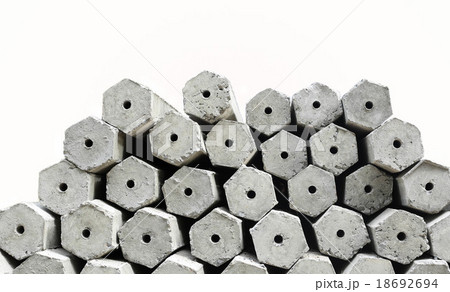 The pile of hexagon concrete foundation  isolated 18692694