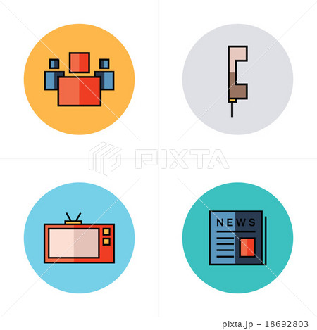 people, news, tv, phone icons flat design 18692803