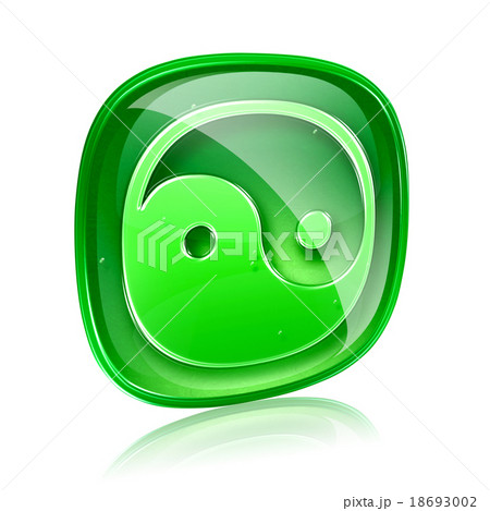 yin yang symbol icon green glass 18693002
