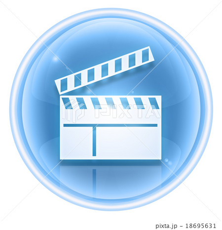 movie clapper board icon ice, isolated on white  18695631