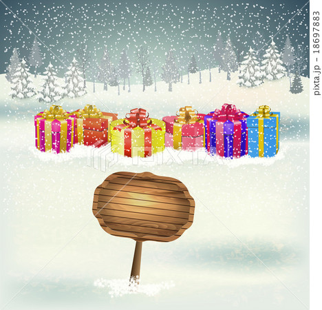 Winter background with gift boxes  18697883