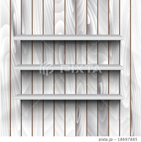 Empty shelves on the wooden wall  18697885
