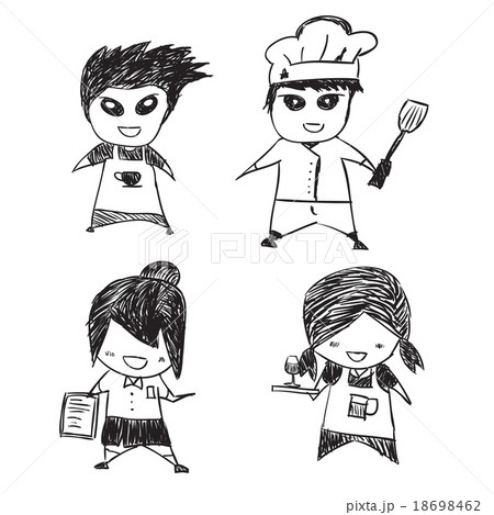 Staff coffee characters, drawing by hand vector 18698462