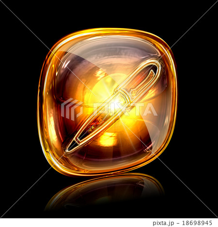 pen icon amber, isolated on black background 18698945